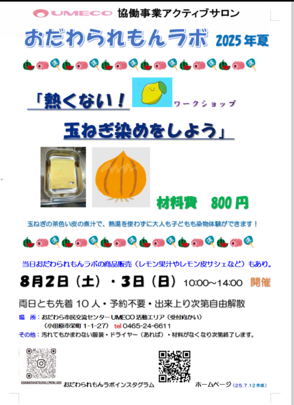 アクティブサロン　　熱くない！玉ねぎ染めをしようの画像